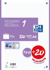 RECAMBIO 1 A4 OXFORD LILA 100+20 | 1 UNIDADES | (OXFORD)